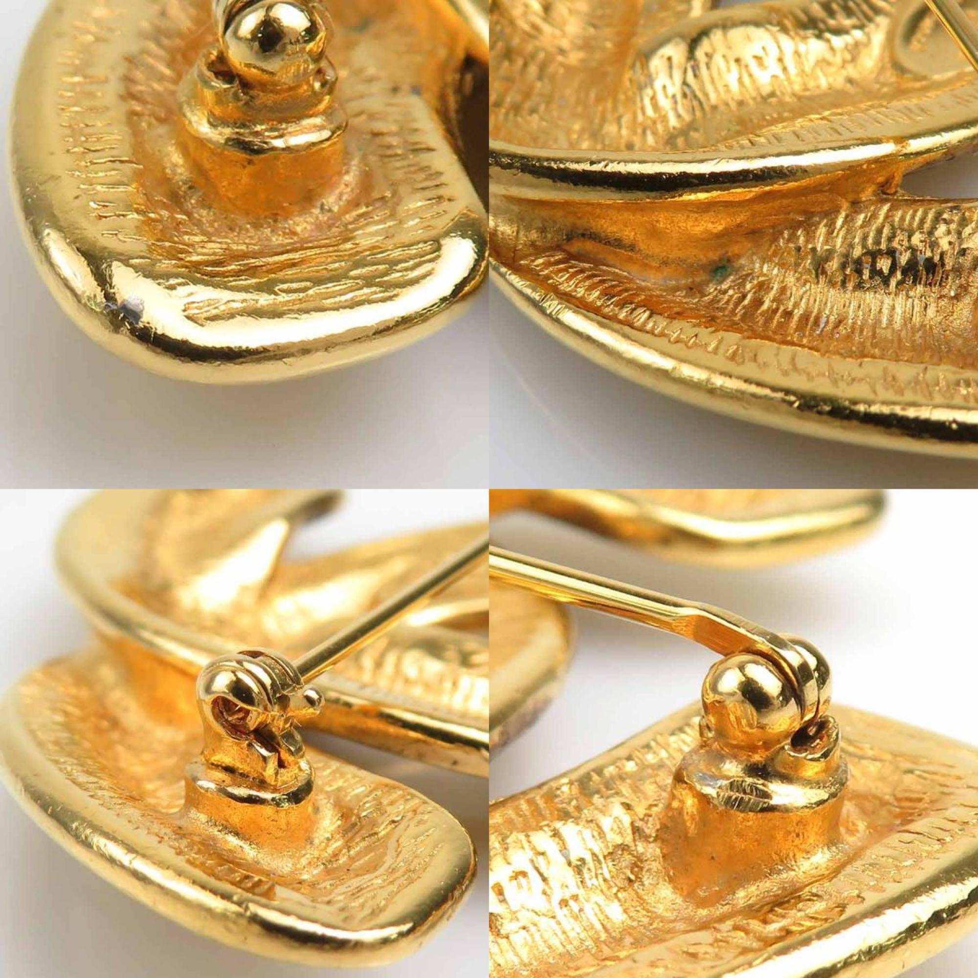 CC Logo Brooch Gold-Tone Metal