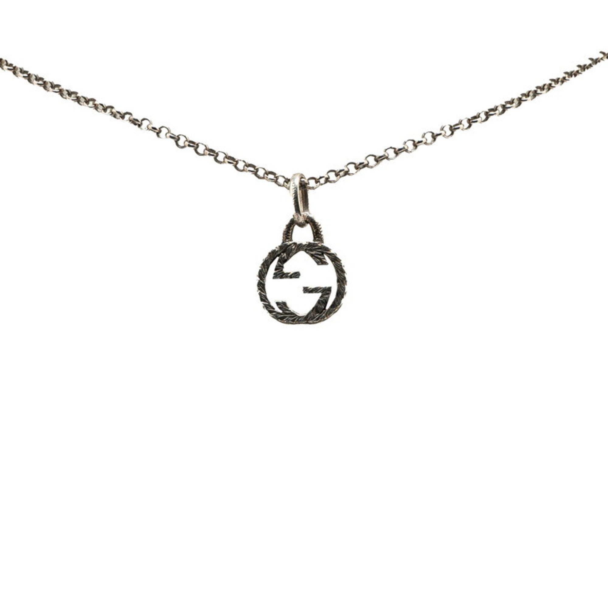 Interlocking G Pendant Necklace Sterling Silver