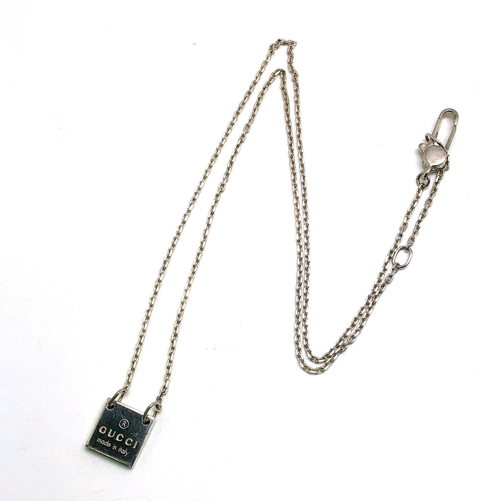 Square Plate Pendant Necklace Sterling Silver