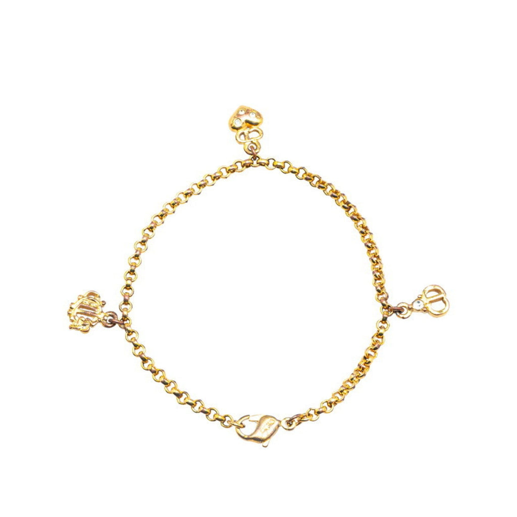 Emblem Heart Bracelet Gold Plated with Rhinestone