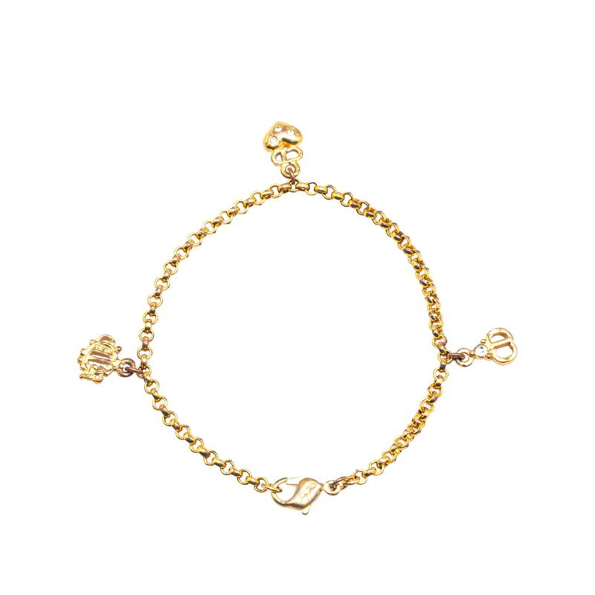 Emblem Heart Bracelet Gold Plated with Rhinestone