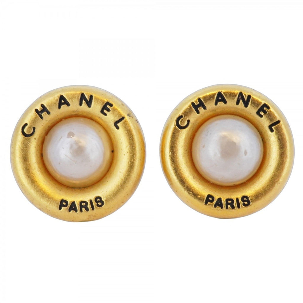Earrings Pearl Gold-Tone Metal