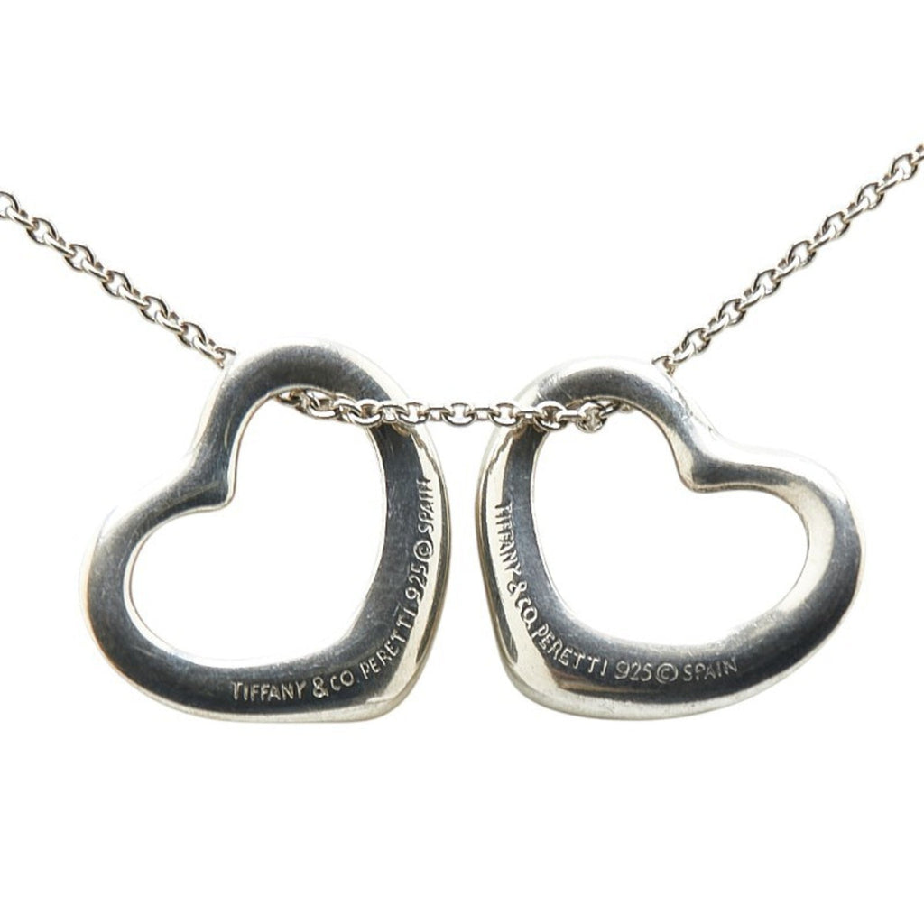 Double Heart Pendant Necklace Sterling Silver