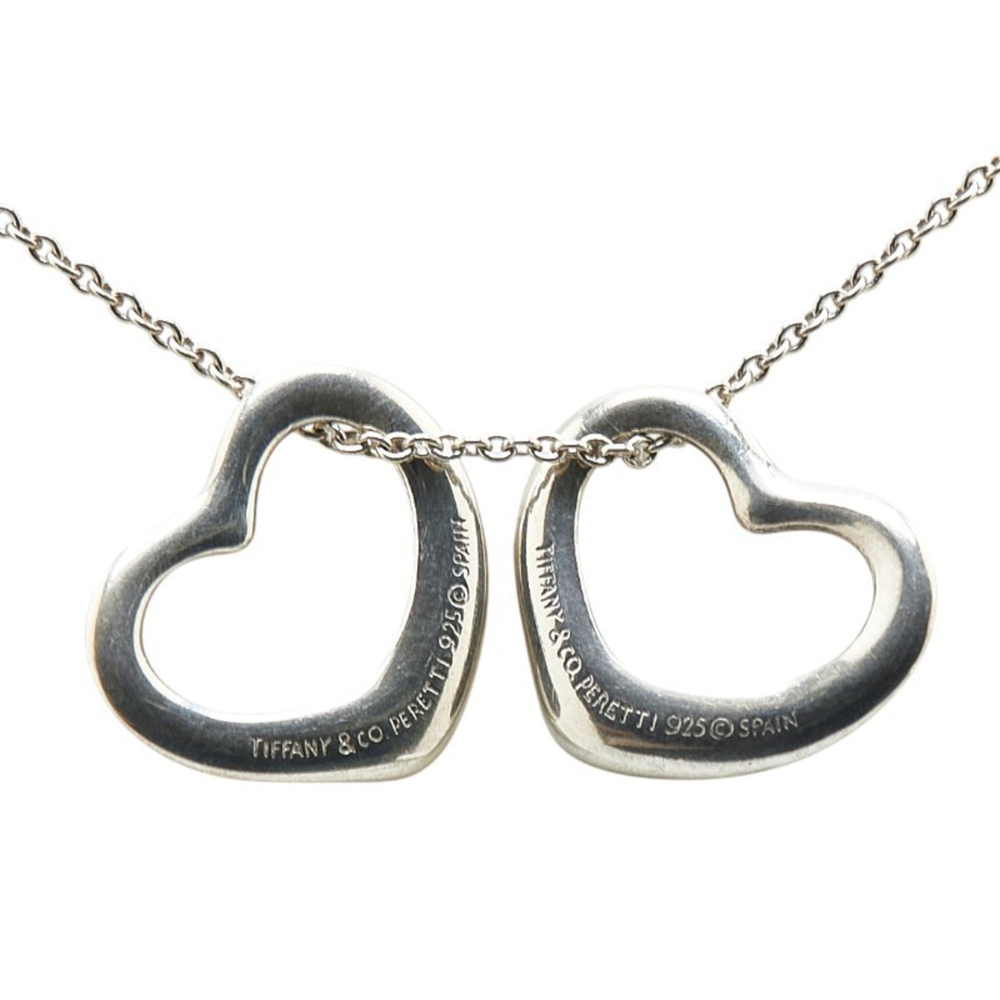 Double Heart Pendant Necklace Sterling Silver