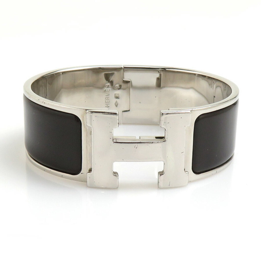 Bracelet Enamel and Metal Dark Brown Silver