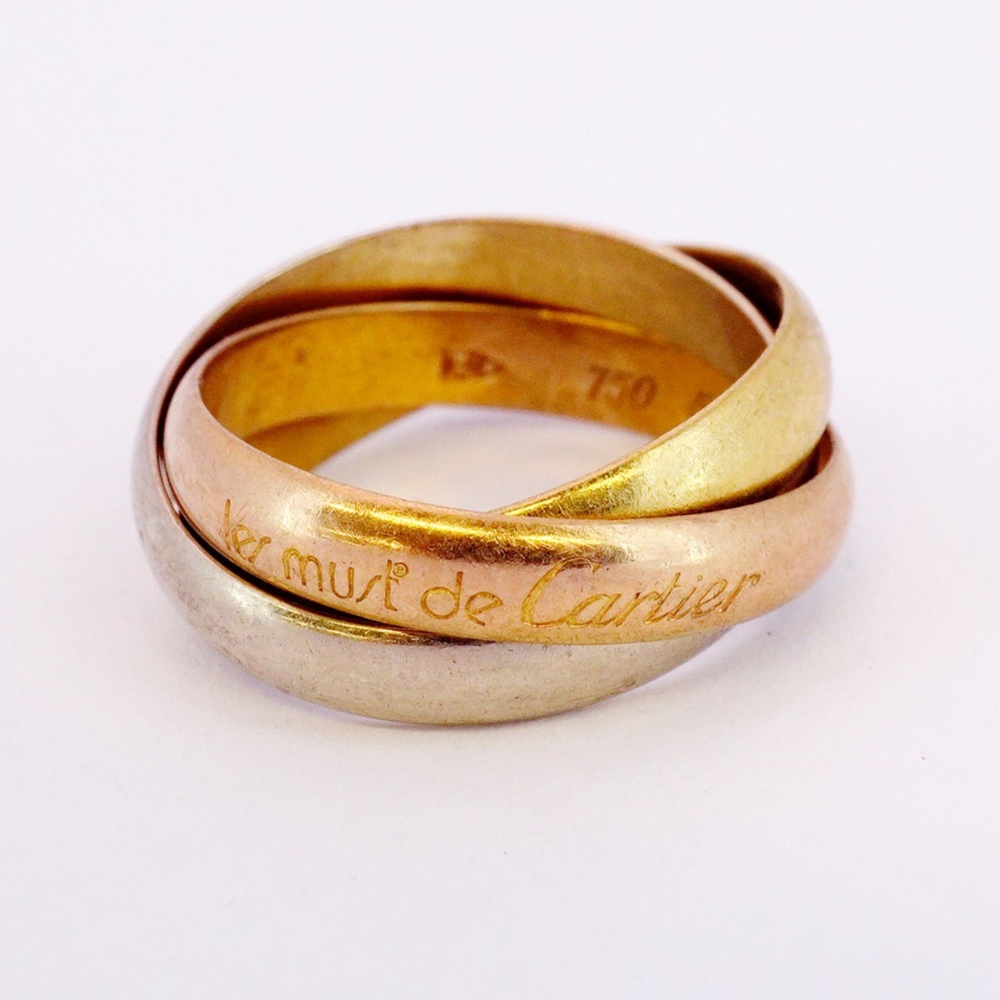 Vendome Louis Cartier Band Ring 18K Tricolor Gold