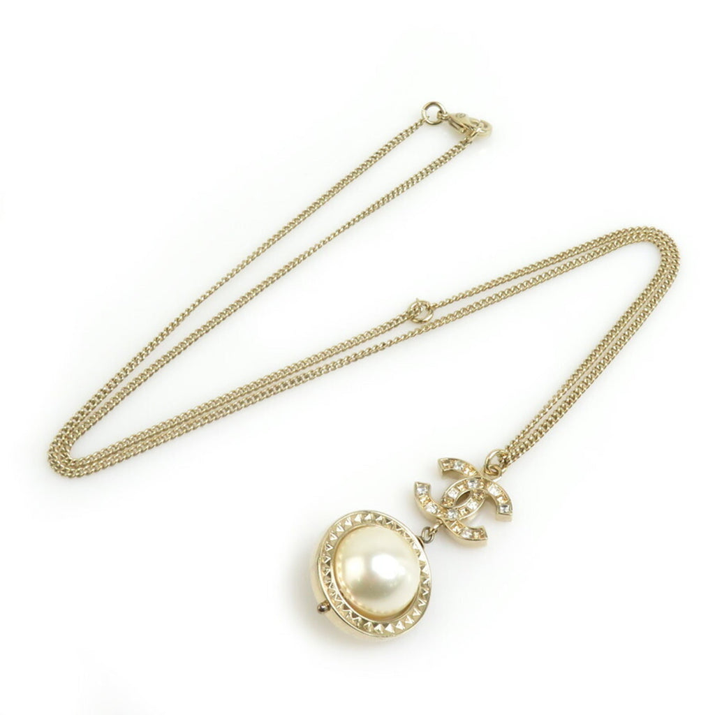 CC Logo Pendant Necklace Gold-Tone Metal