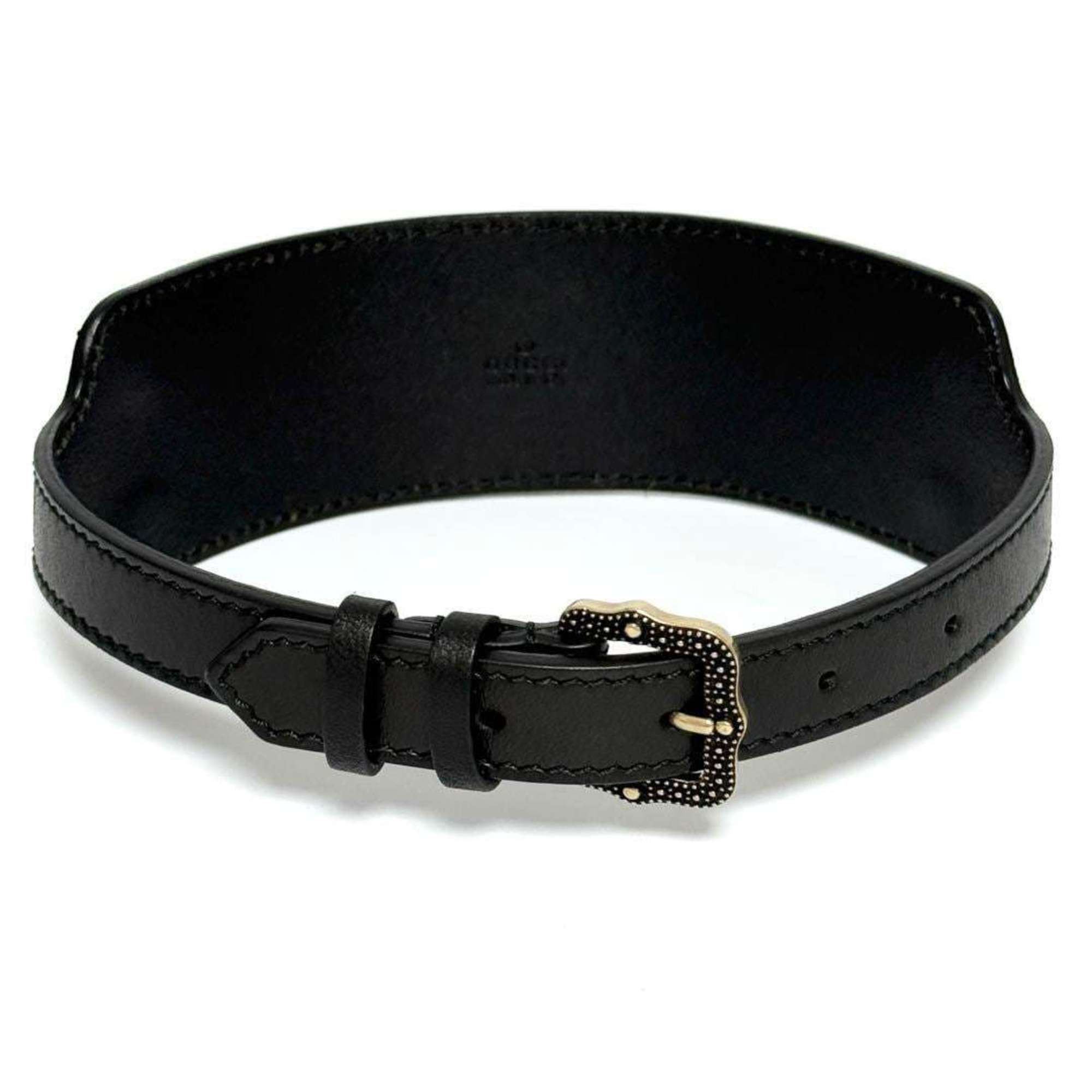 Tiger Head Choker Necklace Leather and Metal