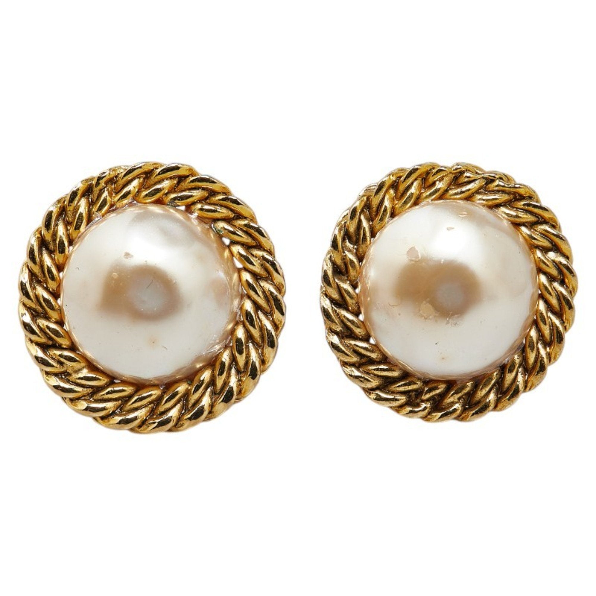 Clip-On Earrings Pearl Clip-On Gold-Tone Metal