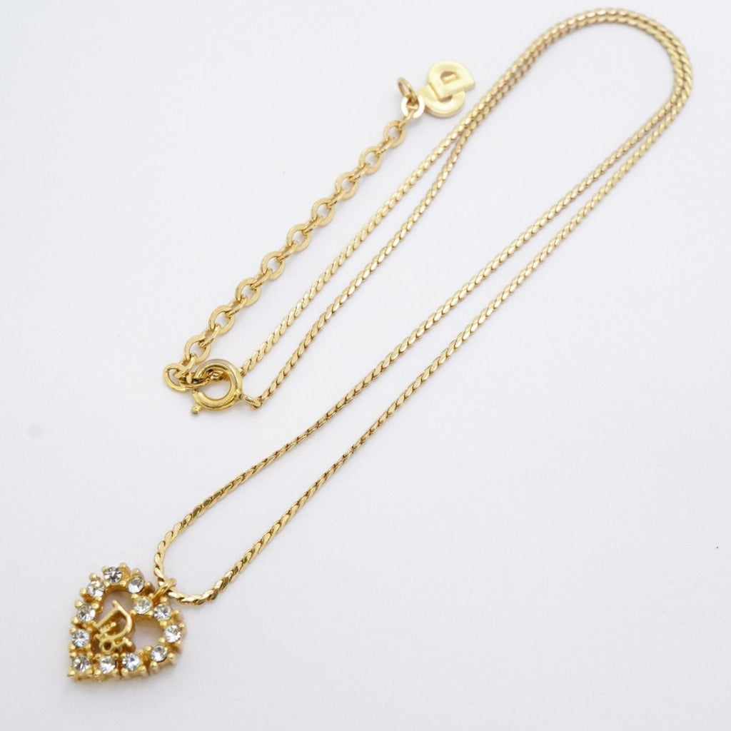 Heart Pendant Necklace Gold With Rhinestone