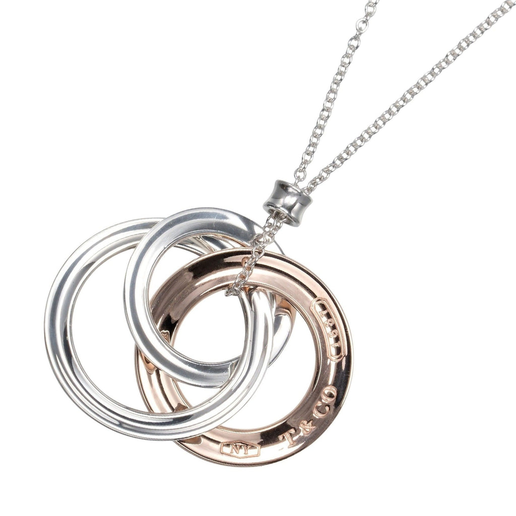 1837 Series Interlocking Circle Pendant Necklace Sterling Silver