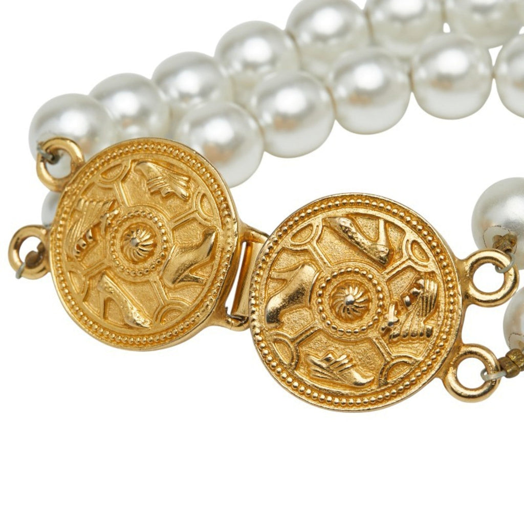 Double-Strand Bracelet Gold With Faux Pearl