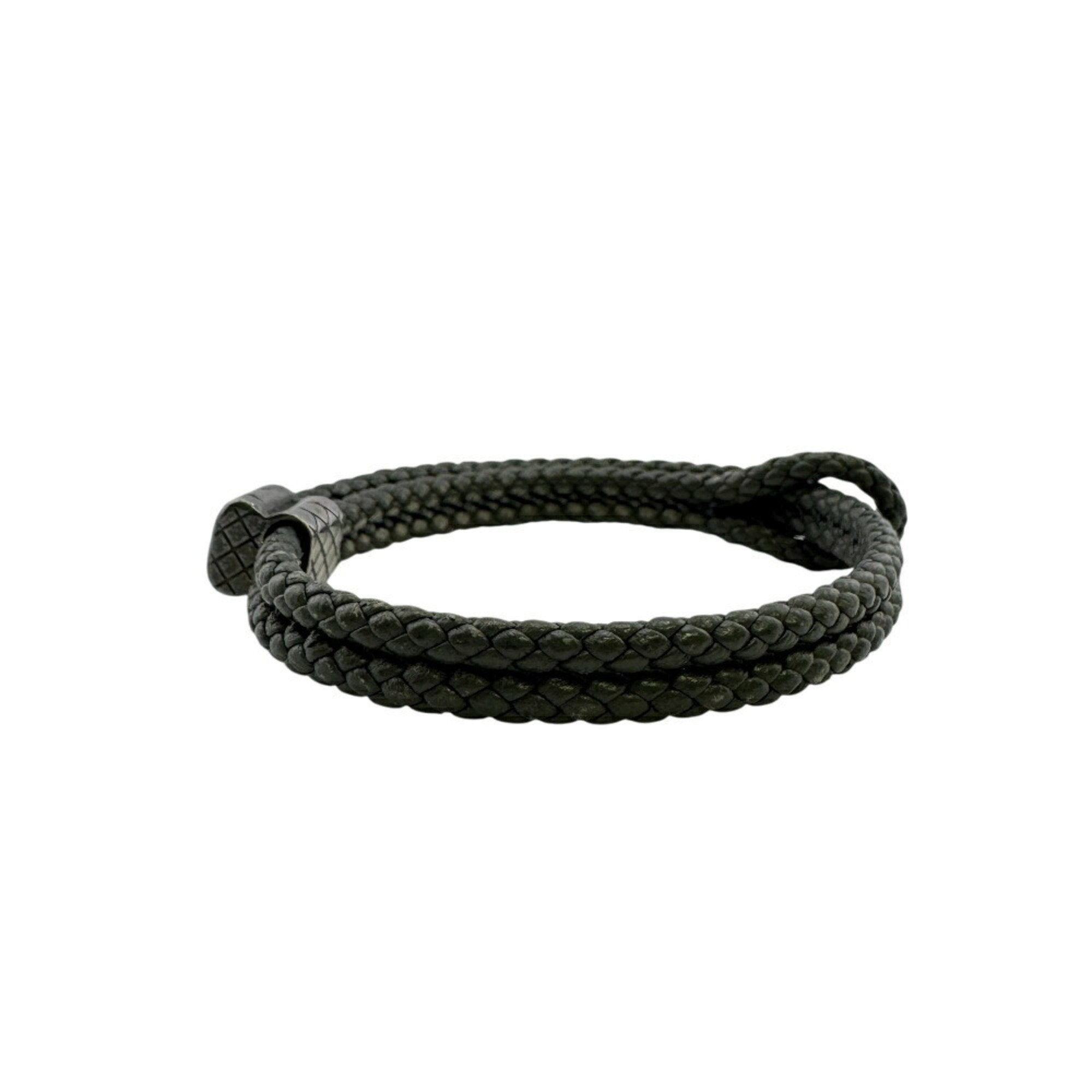 Intrecciato Bangle Leather Gray Bracelet