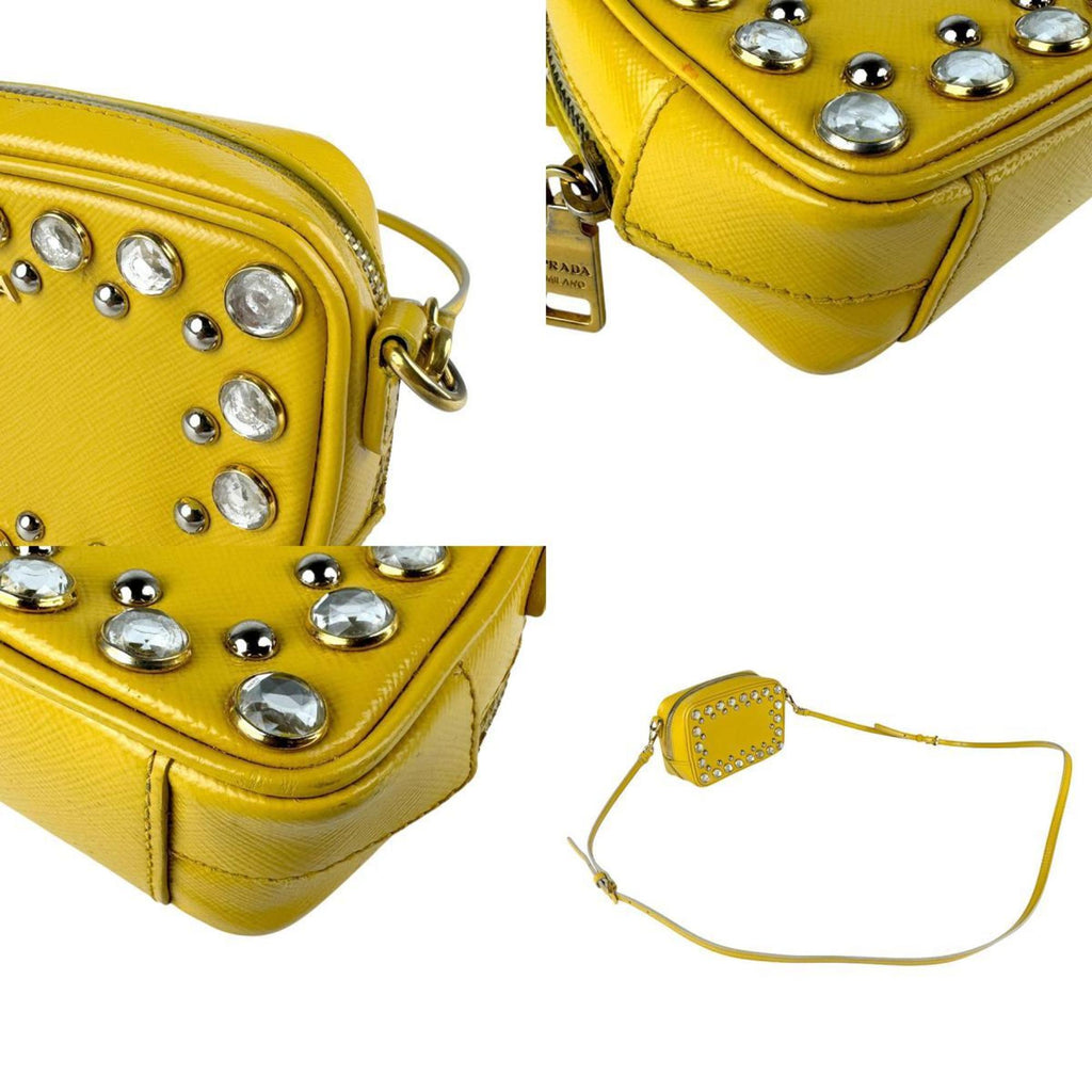 Zip Crossbody Bag Studded Vernice Saffiano Leather Mini
