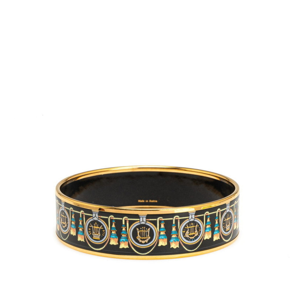 Bangle Cloisonné and Enamel Black and Gold Bracelet