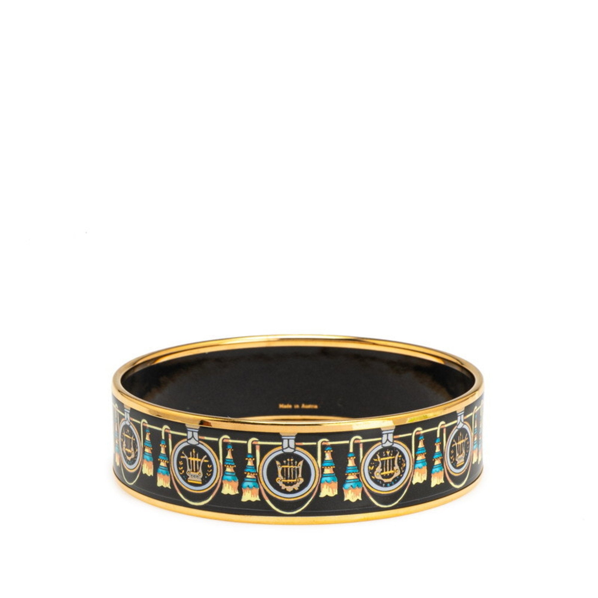 Bangle Cloisonné and Enamel Black and Gold Bracelet