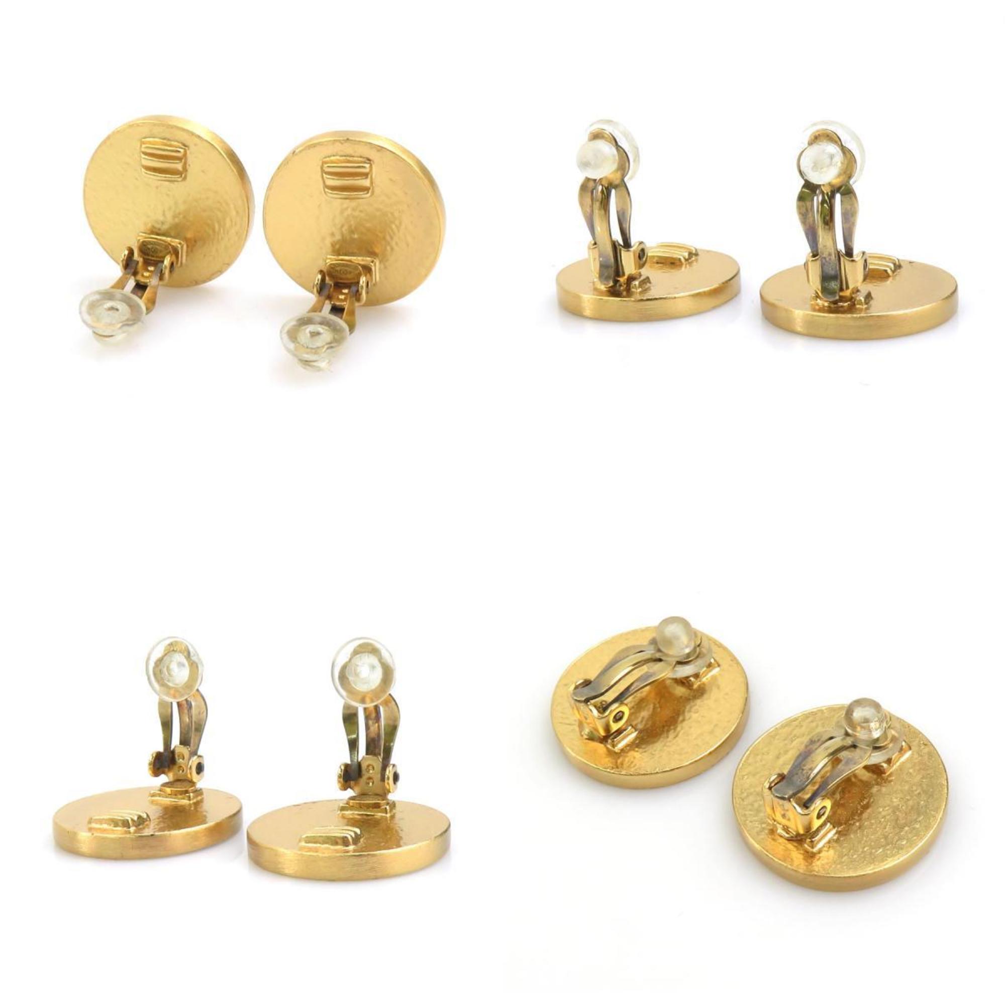 CC Logo Clip-On Earrings Gold-Tone Metal