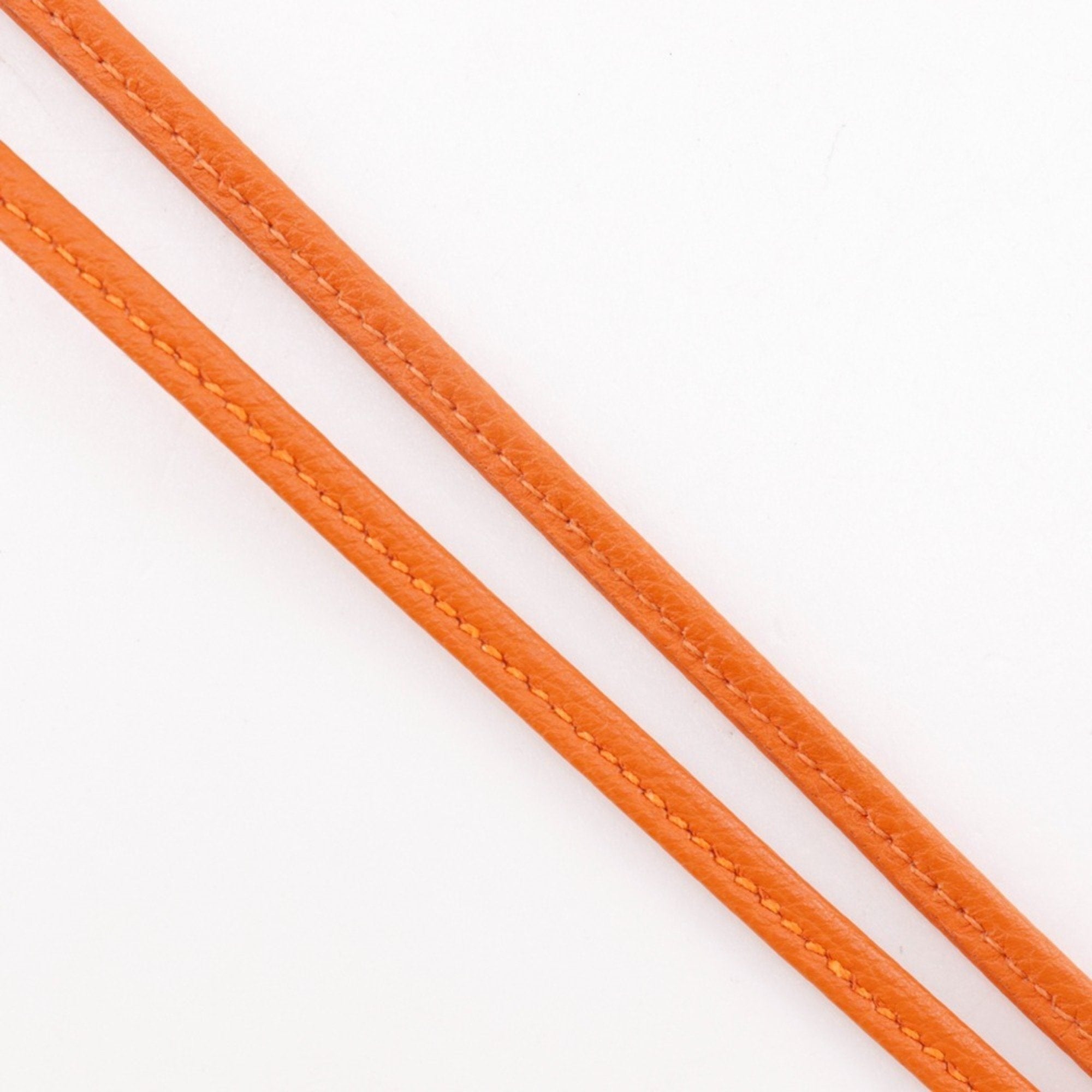 Pendant Necklace Courchevel Leather Orange and Silver