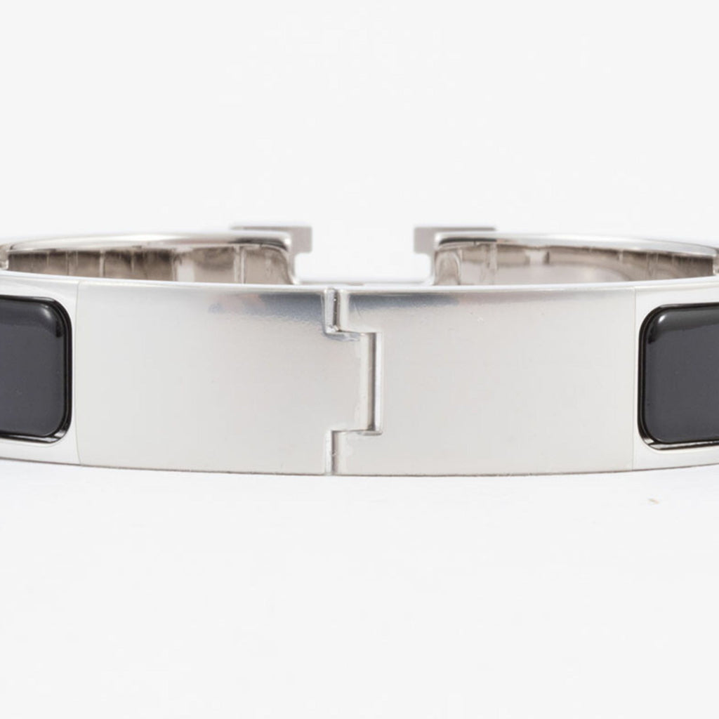 Bracelet Enamel and Metal Black and Silver