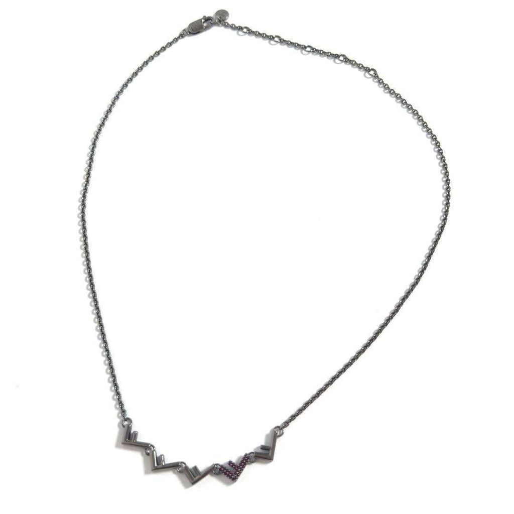 Five Pendant Necklace Metal and Rhinestone