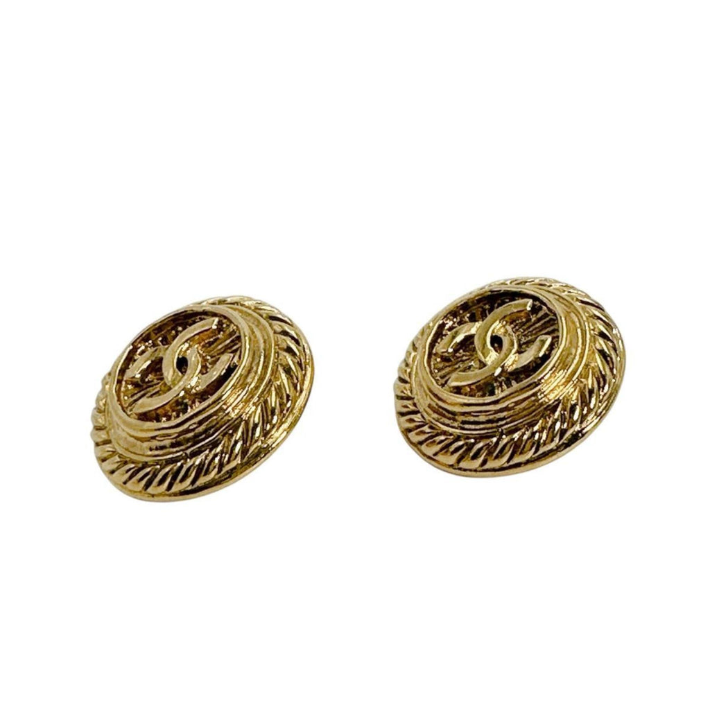 CC Logo Clip-On Earrings Gold-Tone Metal Gold-Tone Metal