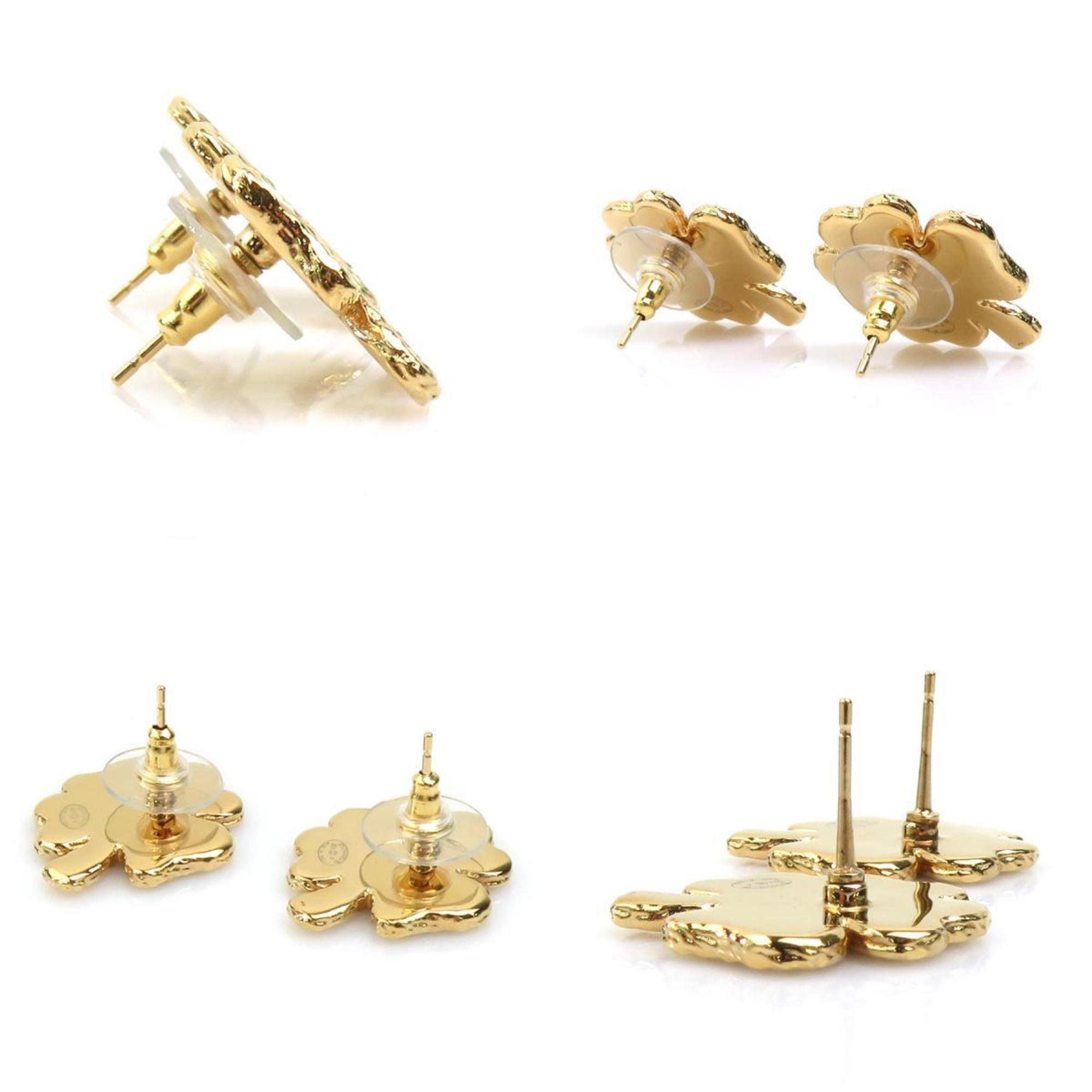 CC Logo Clover Earrings Gold-Tone Metal