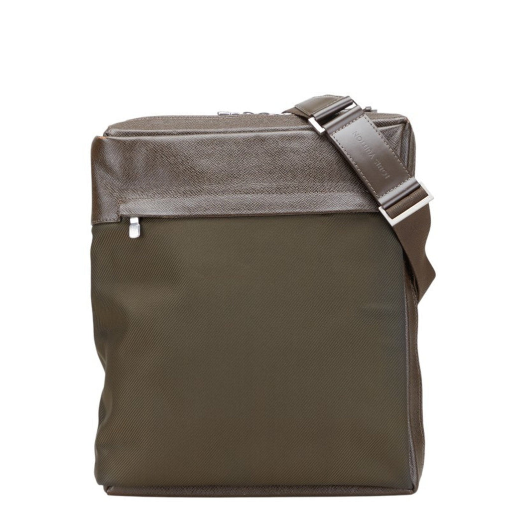 Sayan Messenger Bag Taiga Leather and Canvas