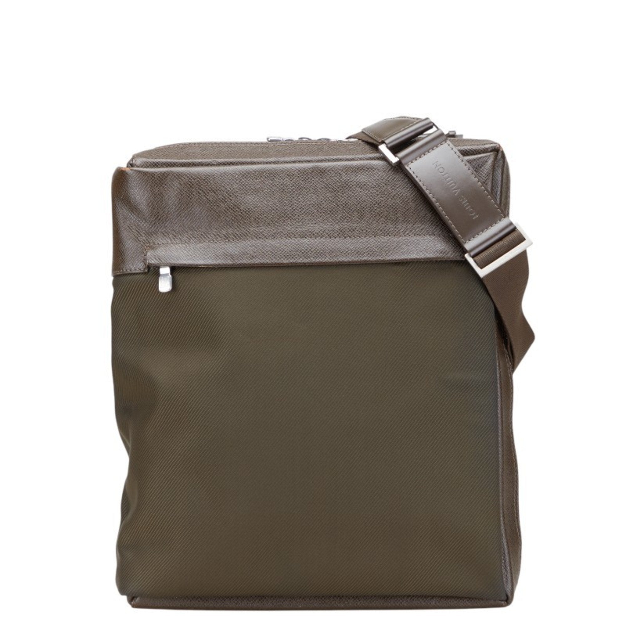 Sayan Messenger Bag Taiga Leather and Canvas