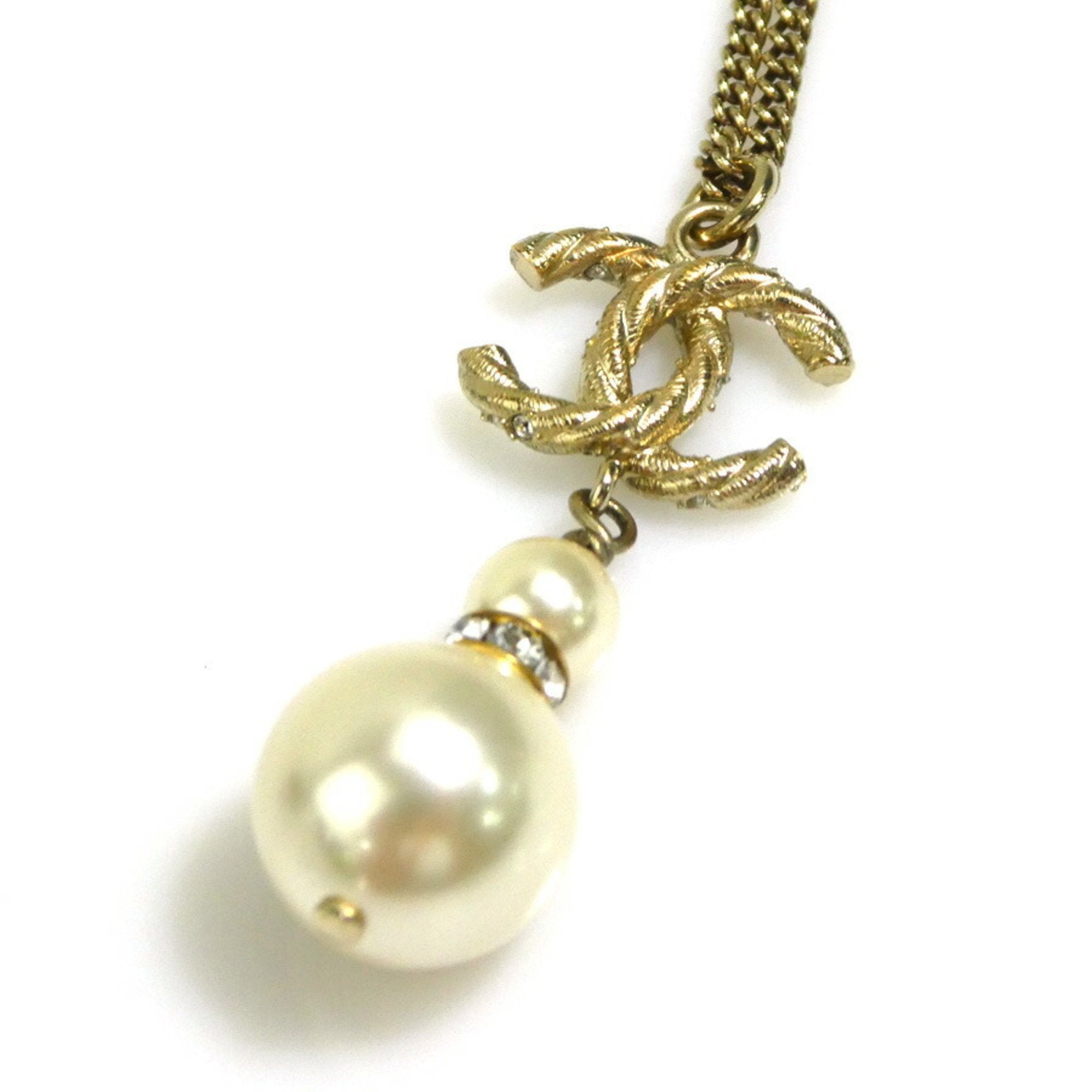 CC Logo Pendant Necklace Gold-Tone Metal