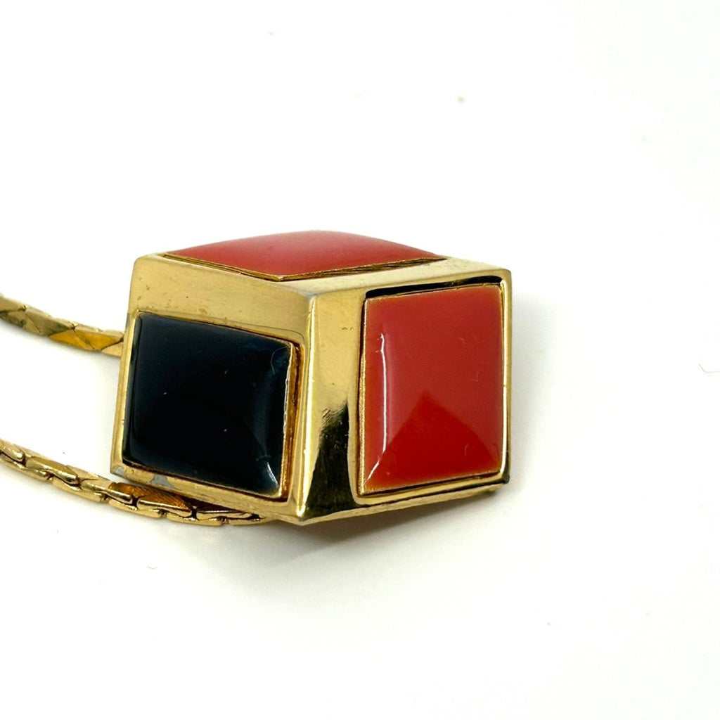 Vintage Square Pendant Necklace Gold