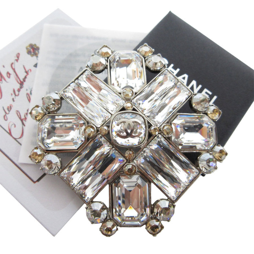 CC Logo Brooch Silver-Tone Metal