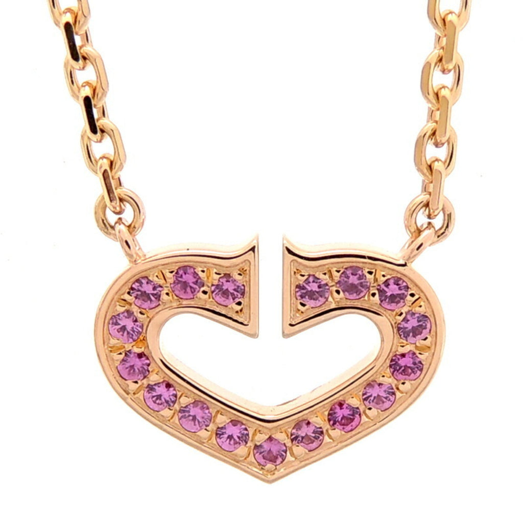 C Heart Pendant Necklace 18K Rose Gold