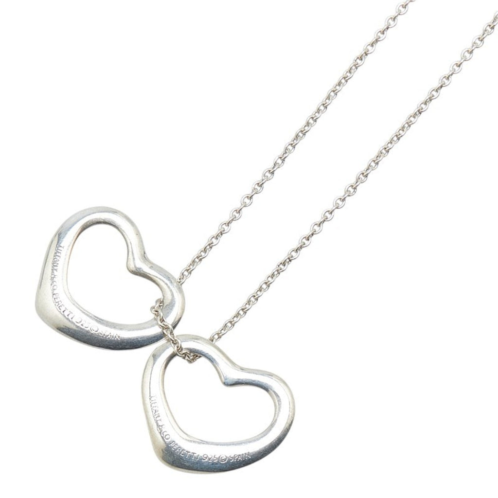 Double Heart Pendant Necklace Sterling Silver