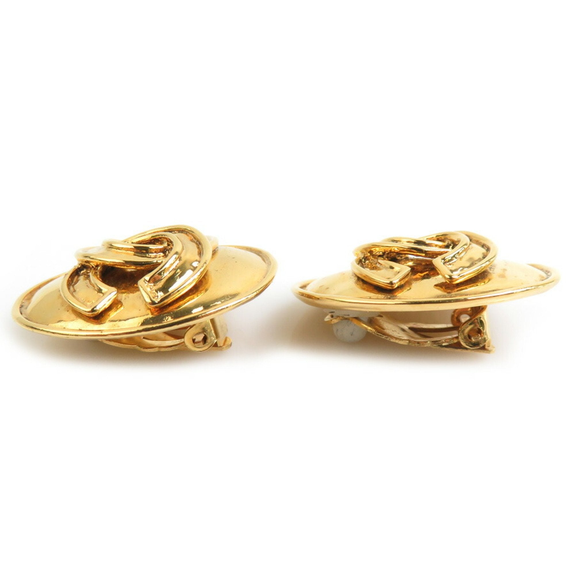 CC Logo Clip-On Earrings Gold-Tone Metal Gold-Tone Metal