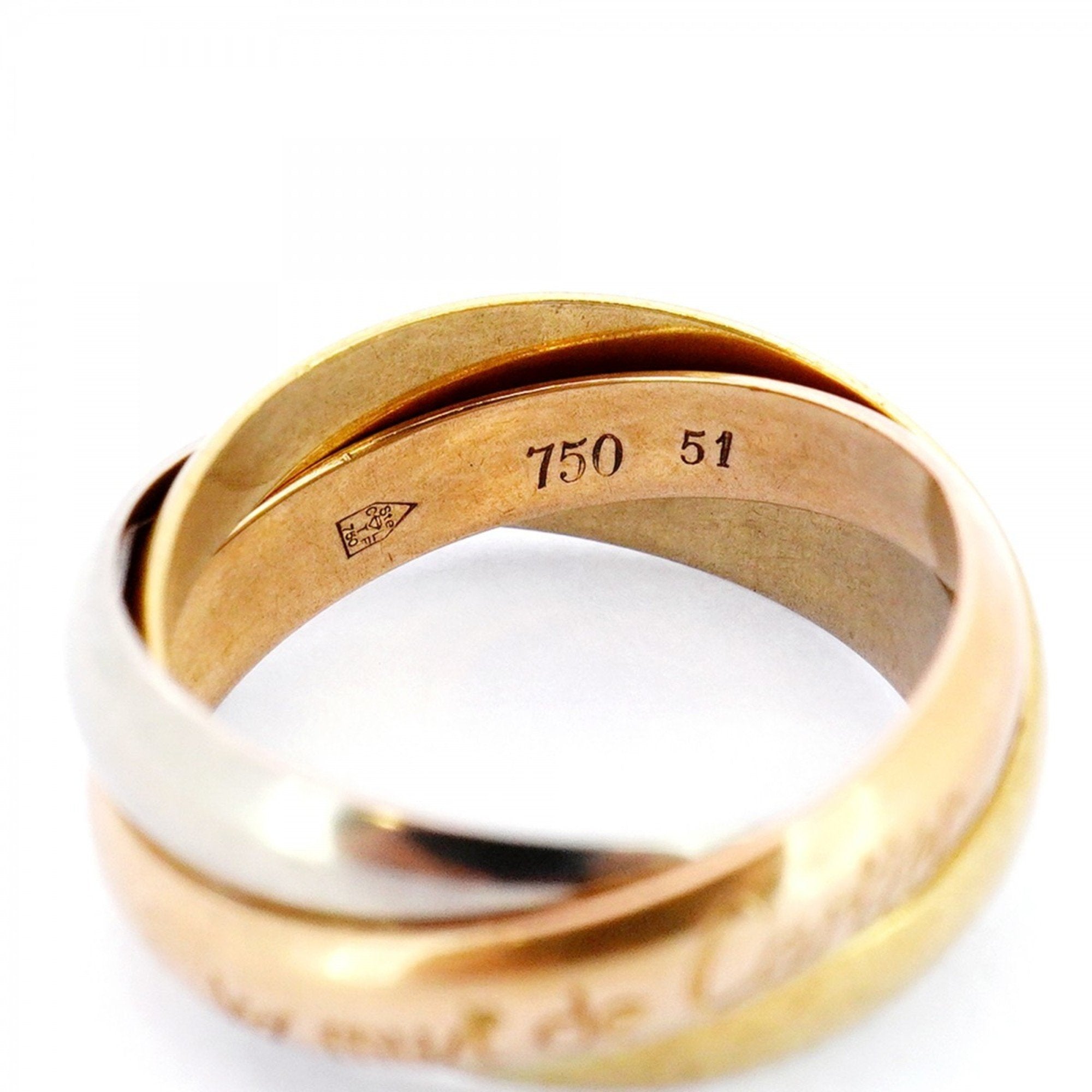 Vendome Louis Cartier Band Ring 18K Tricolor Gold