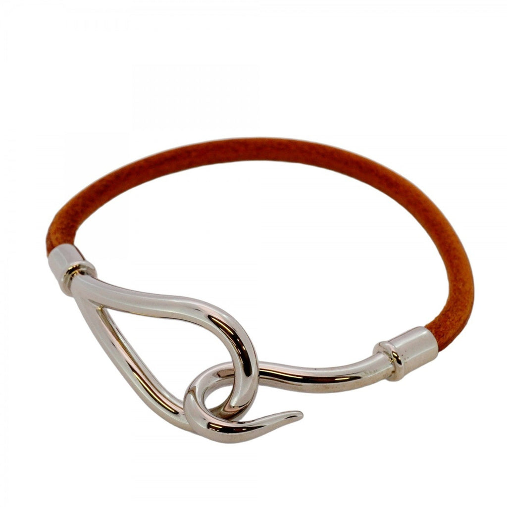 Bracelet Leather and Metal Brown and Silver