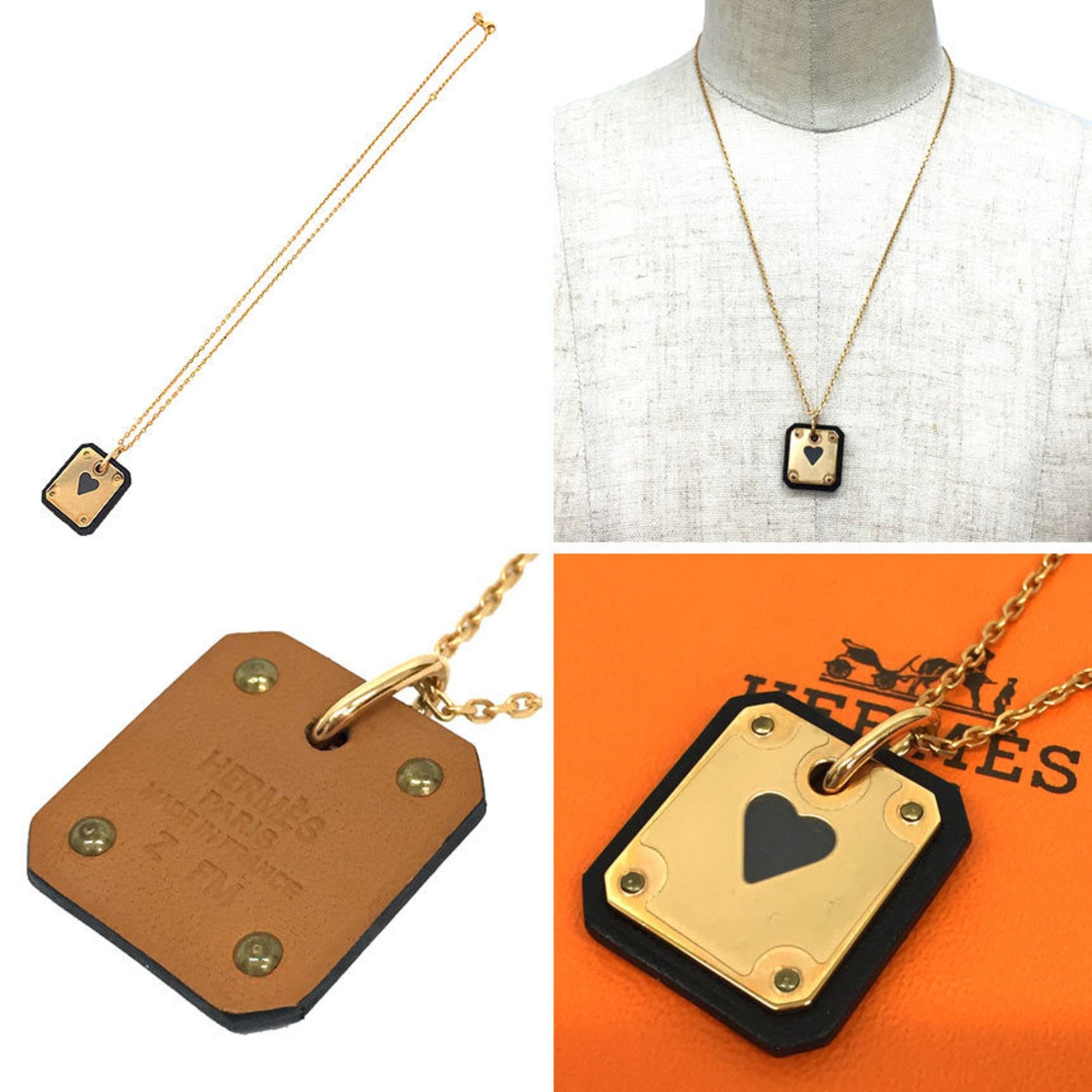 As de Coeur Pendant Necklace Gold and Swift Leather