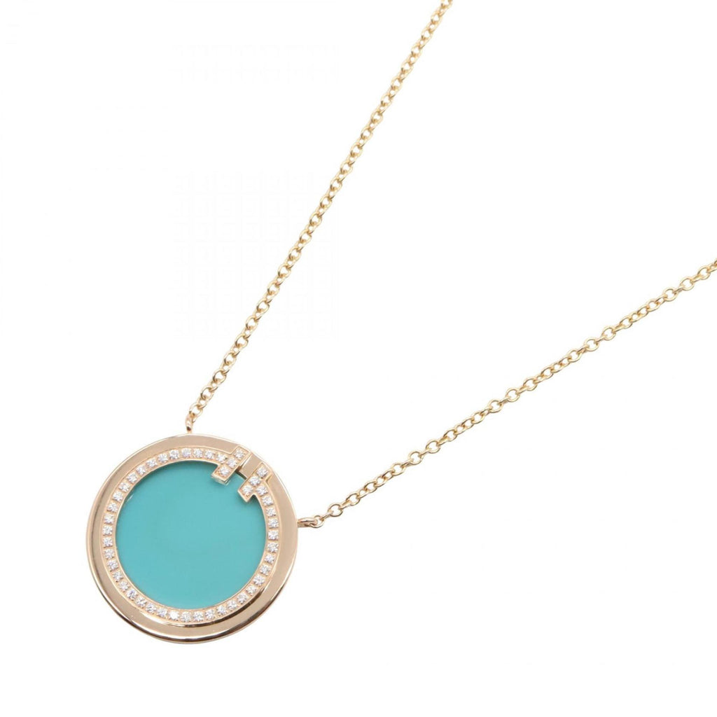 Pendant Necklace 18K Rose Gold with Diamond and Turquoise