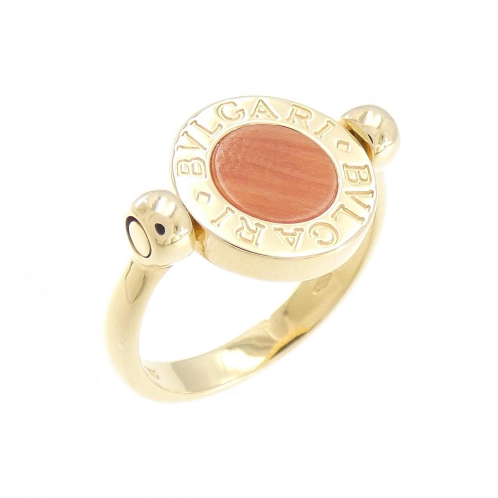 Ring 18K Yellow Gold with Coral and Onyx