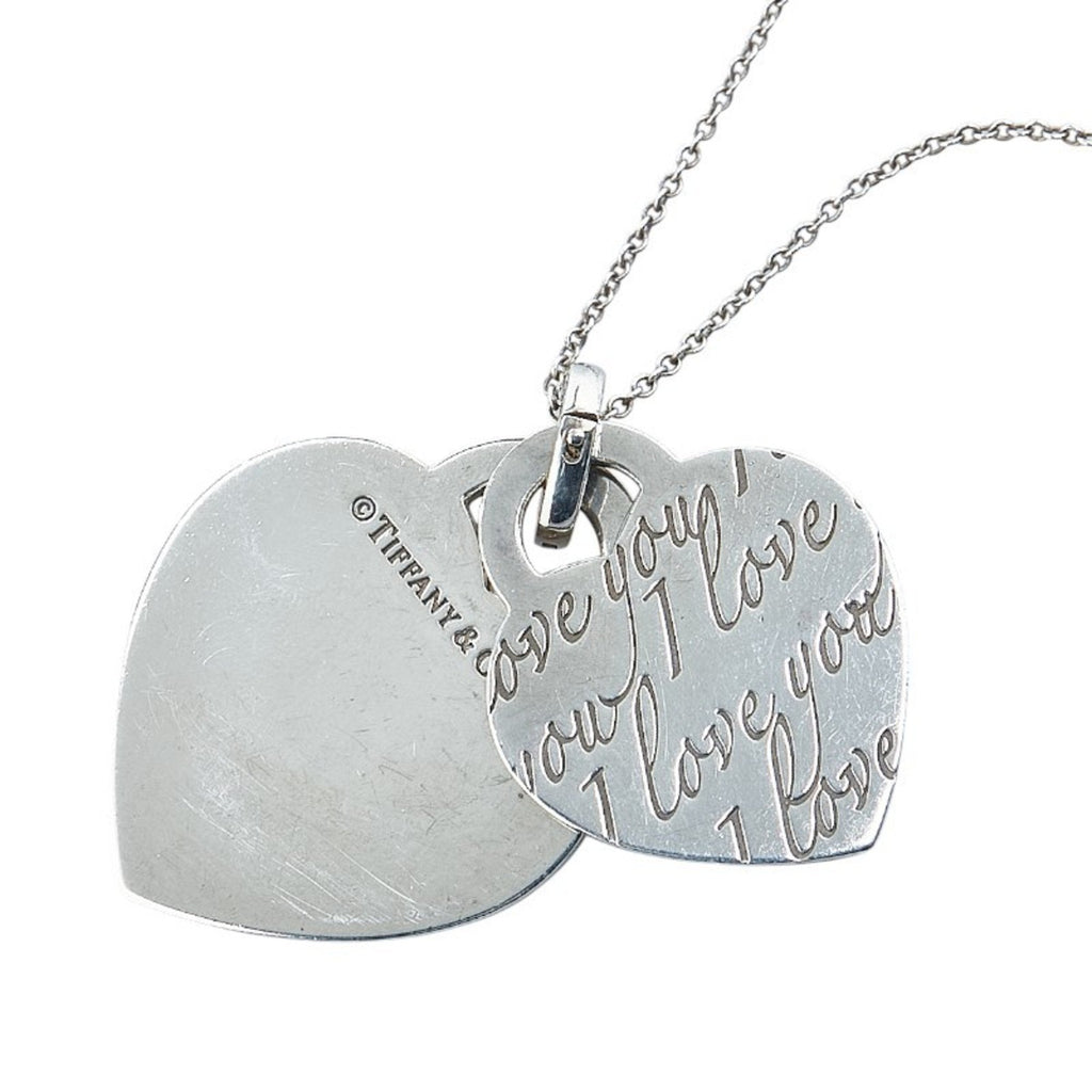 Double Heart Pendant Necklace Sterling Silver