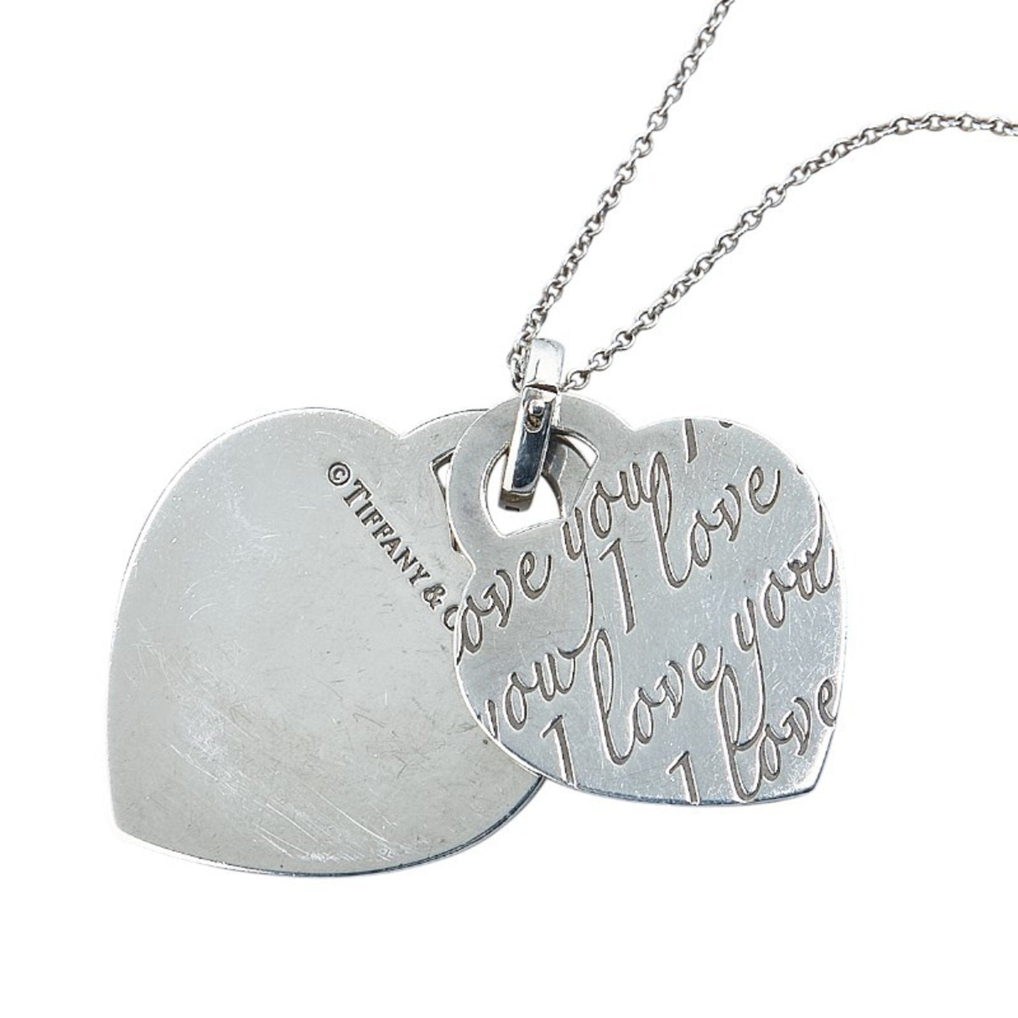 Double Heart Pendant Necklace Sterling Silver