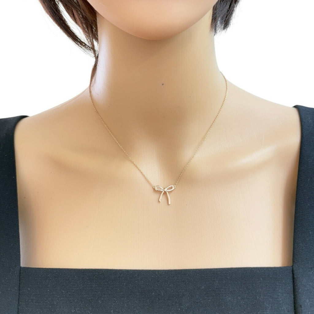 Bow Pendant Necklace 18K Rose Gold