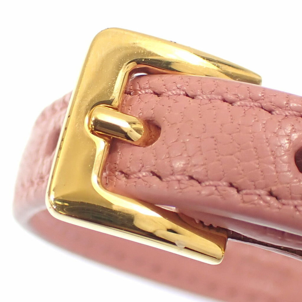 Heart Motif Bracelet Leather and Crystal Gold Pink
