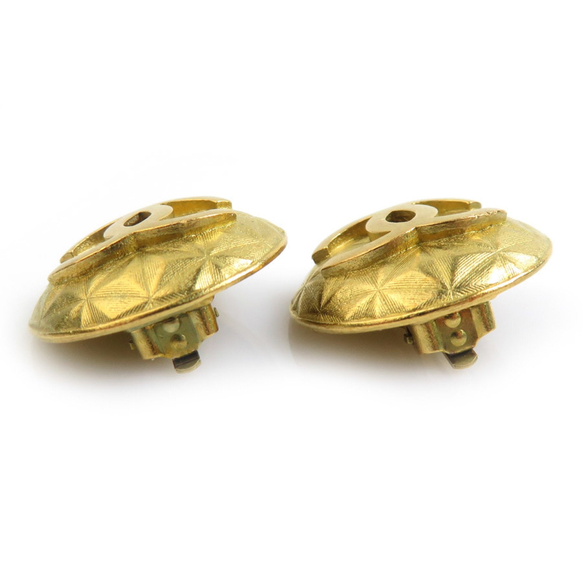 CC Logo Clip-On Earrings Gold-Tone Metal Gold-Tone Metal