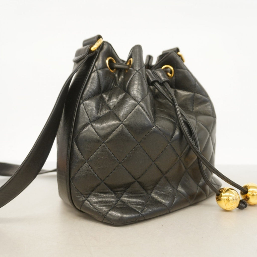 Vintage Drawstring Bucket Bag Quilted Lambskin Small