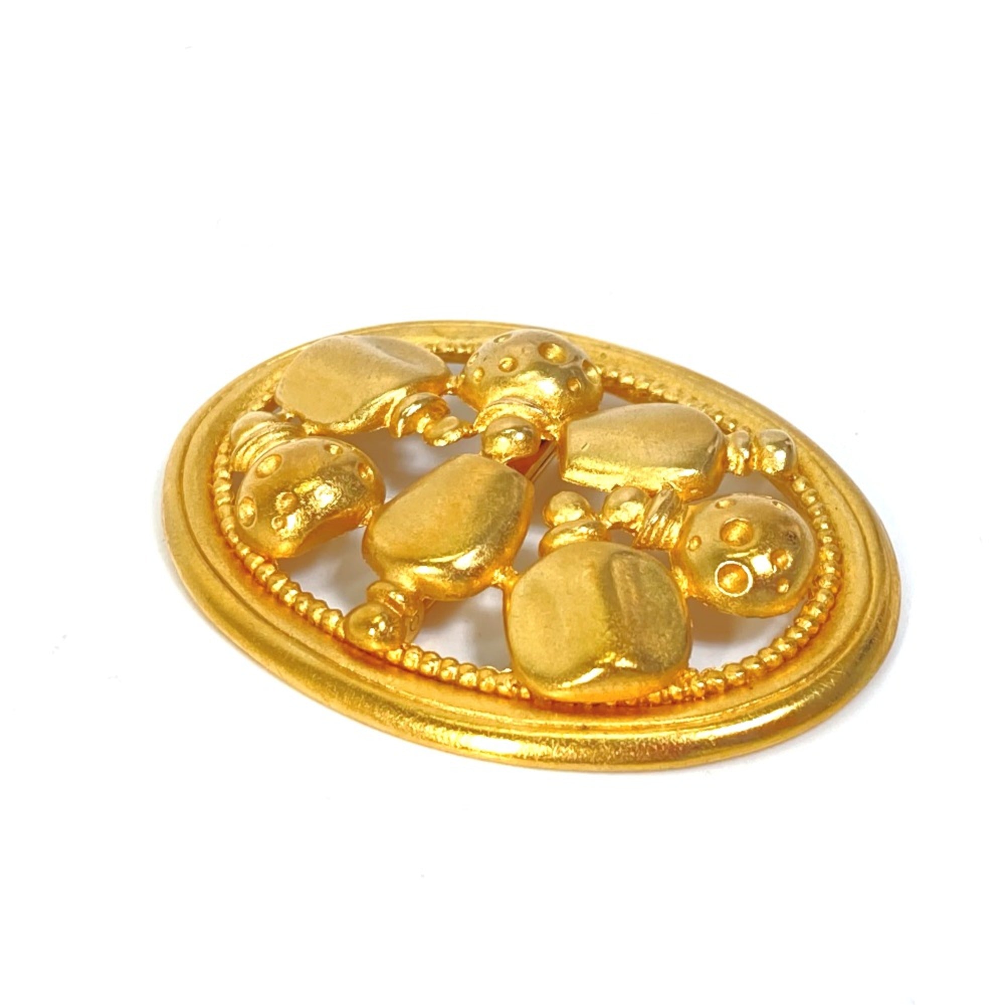 Vintage Circle Round Brooch Gold