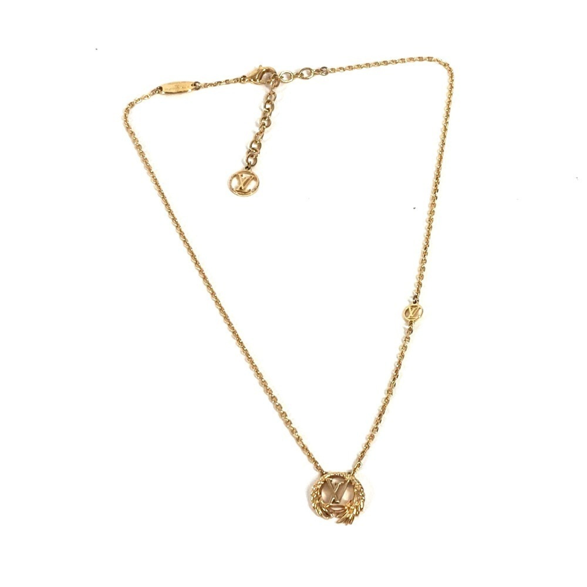 LV Angel Pendant Necklace Metal Gold
