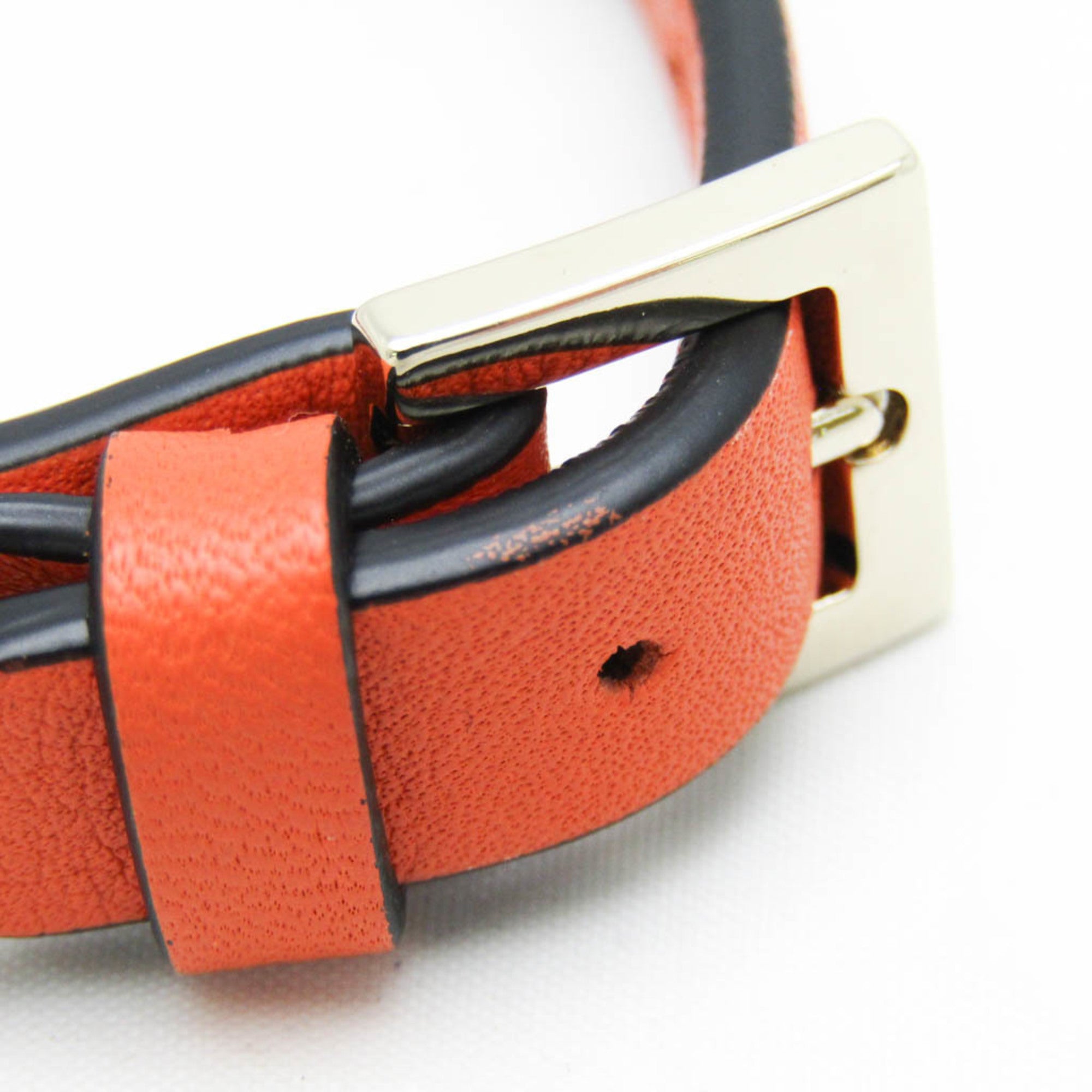 Rock Studs Bracelet Leather and Metal Gold Orange