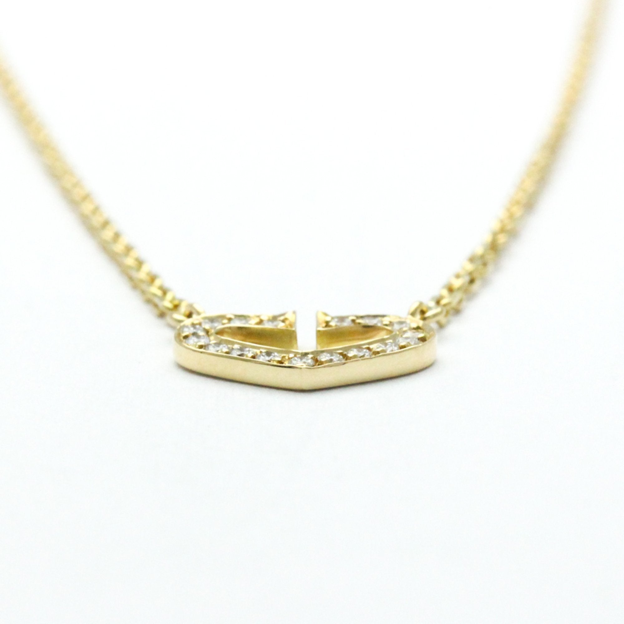 C Heart Pendant Necklace 18K Yellow Gold with Diamonds
