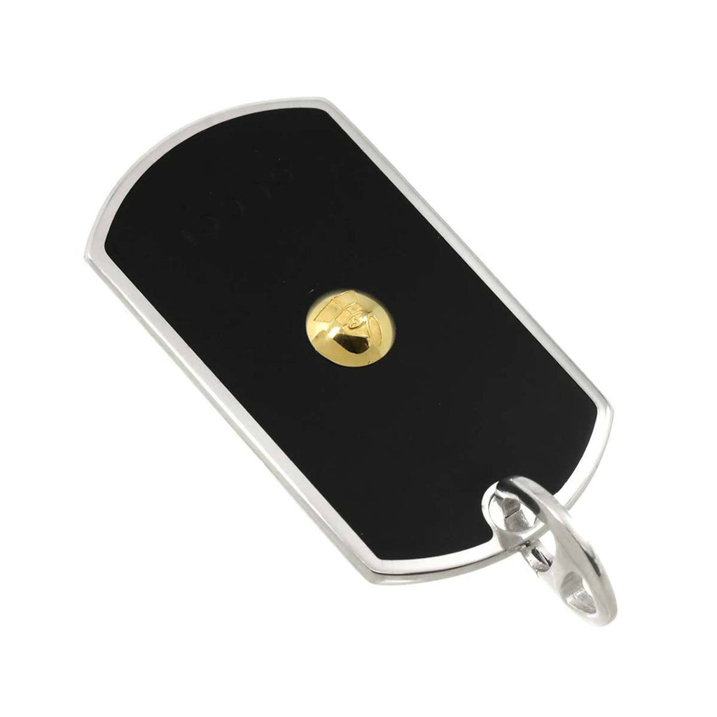 Dog Tag Pendant Necklace Enamel and Sterling Silver and 18K Yellow Gold
